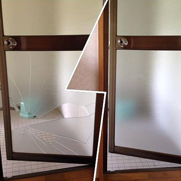 お風呂(浴室・バスルーム)の入口ドアのガラス修理　那須塩原市 Ｙ様邸(2013.07.12)