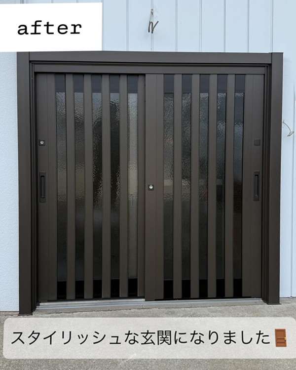 玄関引き戸リフォーム工事｜玄関リフォーム｜LIXIL リシェント玄関引き戸｜那須塩原市B様邸　(2025.6.13)